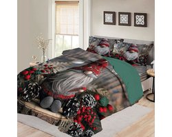 Bed Glow & Apparel Holiday Gnome Dekbedovertrek 200x200 – Luxe Kerst Print – 2 Kussenslopen 60x70