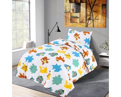 Bed Glow & Apparel – Pokemon Beddengoedset | Dekbedovertrek 140x200 + Hoeslaken 90x200+25 + Kussensloop 60x70 | 100% Katoen