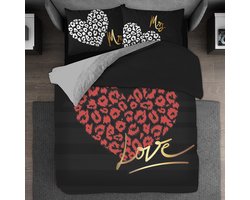 Bed Glow & Apparel - SPECIAAL VALENTIJNSDAGGE SCHENK!!! - Dubbele persoons Dekbedovertrekset 200 x 200 cm en 2 kussensloops 60x70 cm - 100% katoen - HART PATROON