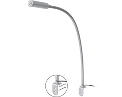 Bed Leeslamp met Dimfunctie - 1 Bedlamp - Zilver - met Omgekeerde Blinde Bevestiging