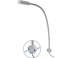 Bed Leeslamp met Dimfunctie - 200lm - 1 Bedlamp - Zilver - met Universele Bevestiging