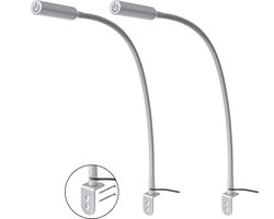 Bed Leeslampjes met Dimfunctie - Set van 2 - Zilver - met Omgekeerde Blinde Bevestiging