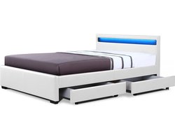 Bed met 4 lades LED "Nico" - 160 × 200 cm - Wit