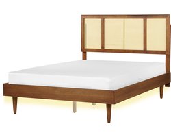 Bed met LED-verlichting Rotan AURAY 140 x 200 cm Bruin
