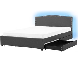 Bed met opbergladen Stof MONTPELLIER 180 x 200 cm LED Multicolor