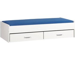 Bed met opbergruimte | 90x200 | Wit | Inclusief witte lades | 2 stuks 83cm diep