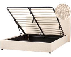 Bed met opbergruimte Bouclé LAVAUR 160 x 200 cm Beige