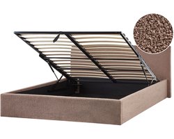 Bed met opbergruimte Bouclé ORBEY 180 x 200 cm Bruin