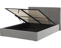 Bed met opbergruimte Fluweel VION 160 x 200 cm Grijs