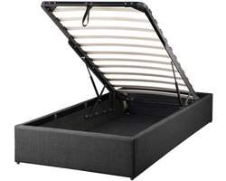 Bed met opbergruimte Stof DINAN 90 x 200 cm Donkergrijs