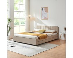 Bed Nofrenna bedframe met 4 bedlades 200x140 cm beige [en.casa]