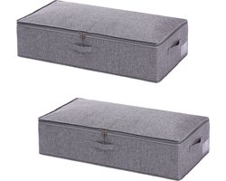 Bed Organizer met verharde bodem - 2 stuks - Ruime Opbergzakken voor Kleding en Dekbedden - Grijs - Opbergtassen voor onder je Bed