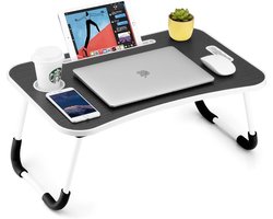 Bed Tafel - Ontbijtplateau Laptoptafel - Comfortabel Werken - Inclusief bekerhouder - 60 x 40 cm - Donkergrijs
