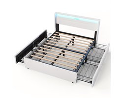 Bed – Tweepersoonsbed – Boxspring – Opbergbed – Ledikant – 160x200 cm – Met 4 Lades – USB Hoofdeinde