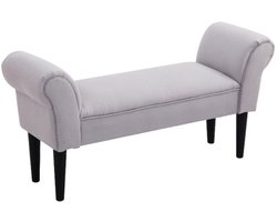 Bedbank, gevoerde bank, zitbank, bank voor slaapkamer en hal 102 × 36 × 51 cm – canvasstof, grijs – draagvermogen tot 130 kg, eenvoudig te monteren