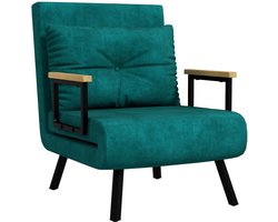 Bedbank – Slaapbank – Fauteuil – Slaapstoel – Bankbed – Verstelbare Rugleuning 5 Standen – Stalen Frame Met Fluwelen Bekleding - Groen
