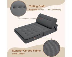 Bedbank – Slaapbank – Sofa Bed – Logeerbed – Opvouwbare Bank – Corduroy Stof – Dikke Sponsvulling – Antislip Bodem – Twin Formaat