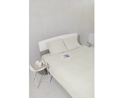 BedBliss - Beddengoed - Dekbedovertrek 140 x 200 + 2 kussenslopen 60 x 70 - Katoen Satijn - Wit - Cream Иув