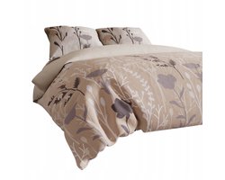 Beddengoed 100% Katoen Satijn 220x200cm Bloemendesign Beige