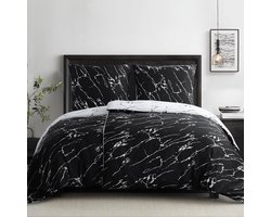 Beddengoed 135 x 200 cm 4-delig microvezel – dekbedovertrekken 135 x 200 cm set van 2 met kussenslopen in marmerpatroon, beddengoedsets met ritssluiting, zacht en strijkvrij