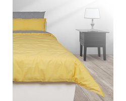 Beddengoed, 155 x 220 cm, katoen, dekbedovertrek met kussensloop, beddengoedset, 3-delig met knopen, behaaglijk en wollig voor zomer en winter (155 x 220 + 1 x 80 x 40 + 1 x 80 x 80, geel)