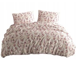 Beddengoed 200x220 Terra Crème Paars Bloemen Katoen - 3 Delig
