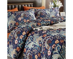 beddengoed, 220 x 240 cm, bohemian, grijs, kleurrijk, Indiase paisley, mandala, omkeerbaar, beddengoedset, microvezel, renforcé dekbedovertrek met ritssluiting en 2 kussenslopen 80 x 80