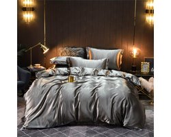 Beddengoed - Dekbedovertrek - Dekbed - Zacht - 155 x 220 - Inclusief 2x Kussensloop - Zilver