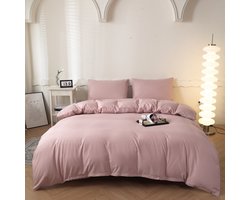 Beddengoed dekbedovertrekset met 2 kussenslopen 48 x 74 cm - Beddengoedset 150 x 200 cm - Zacht geborsteld microvezel dekbedovertrekset, lichtroze
