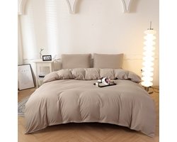 Beddengoed dekbedovertrekset met 2 kussenslopen 48 x 74 cm - Beddengoedset 180 x 220 cm - Zacht geborsteld microvezel dekbedovertrekset, Kaki