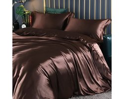 Beddengoed Laken Dekbedovertrek Voorzien Van Volledige Spreien Sets Dubbelzijdige Vierdelige Set Satijnen Zomer Slaapkamer Beddengoed Deep Coffee