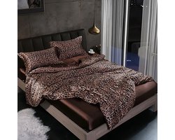 Beddengoed Laken Dekbedovertrek Voorzien Van Volledige Spreien Sets Dubbelzijdige Vierdelige Set Satijnen Zomer Slaapkamer Beddengoed Leopard