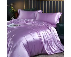 Beddengoed Laken Dekbedovertrek Voorzien Van Volledige Spreien Sets Dubbelzijdige Vierdelige Set Satijnen Zomer Slaapkamer Beddengoed Lila