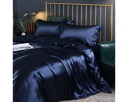 Beddengoed Laken Dekbedovertrek Voorzien Van Volledige Spreien Sets Dubbelzijdige Vierdelige Set Satijnen Zomer Slaapkamer Beddengoed Purplish Blue