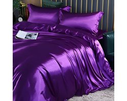 Beddengoed Laken Dekbedovertrek Voorzien Van Volledige Spreien Sets Dubbelzijdige Vierdelige Set Satijnen Zomer Slaapkamer Beddengoed Warm Purple