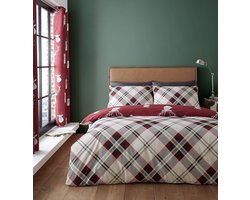 Beddengoed met Hertenmotief en Tartan - Set van 3 - Katoenmix - Warm Kleurenpalet