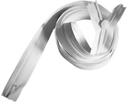 Beddengoed Ritssluiting 135 cm Wit met Platte Kunststof Schuiver - Reparatierits