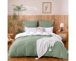 Beddengoed Set 135 x 200 cm, 100% Gewassen Katoen, Beige, 2-delig, Allergievriendelijk, Oeko-Tex Gecertificeerd