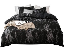 Beddengoed set - Dekbedhoes sloop - Slaapkamer decoratie - Zacht polyester - EU Dubbel - Wit marmer