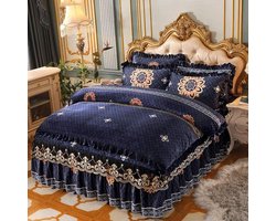 Beddengoed Set - Fleece Dekbedovertrek - Warme Slaapkamer - Zacht Kristal Fleece - 1.5 Bed - Donkerblauw