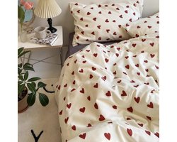 Beddengoed Set met Rode en Witte Hartenprint voor Stijlvolle Slaapkamerinrichting