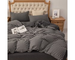 Beddengoed set Twin Queen King - Jersey katoen - gestreept dekbedovertrek en kussen Shams - luxe slaapervaring - m-winkel