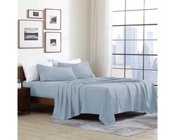 Beddengoed Set - Zachte Lakens - Comfortabel Slapen - Dubbel Geborsteld - Twin Maat - Blauw