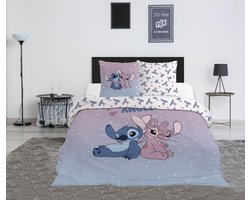 Beddengoed Stitch & Angel Disney 200x200 cm + 2 Slopen 65x65 cm Katoenmix Omkeerbaar