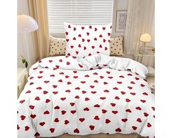 Beddengoed - Tweepersoons Set Met Schattige Hartjesmotieven - Romantisch