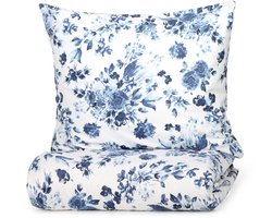 Beddengoed | ZORGELIJK | katoen met blauwe bloemen | 155x220 + 2*80x80 cm | 712555