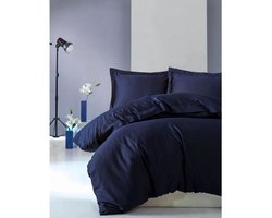 Beddengoedset - 1 dekbedovertrek 220 x 240 cm + 2 kussenslopen 60 x 60 cm - 100% katoen satijn - Blauw