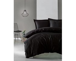 Beddengoedset - 1 dekbedovertrek 220 x 240 cm + 2 kussenslopen 60 x 60 cm - 100% katoen satijn - Zwart