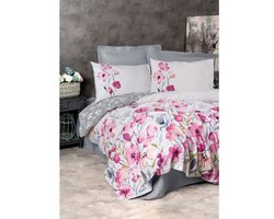 Beddengoedset - 1 dekbedovertrek 220 x 240 cm + 2 kussenslopen 60 x 60 cm - 100% versterkt katoen - Grijs