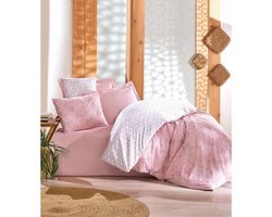 Beddengoedset - 1 dekbedovertrek 220 x 240 cm + 2 kussenslopen 60 x 60 cm - 100% versterkt katoen - Roze